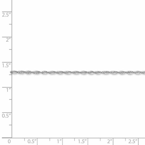 2.5mm 10k White Gold Solid Diamond Cut Rope Chain Necklace, 24 Inch - Picture 5 of 8